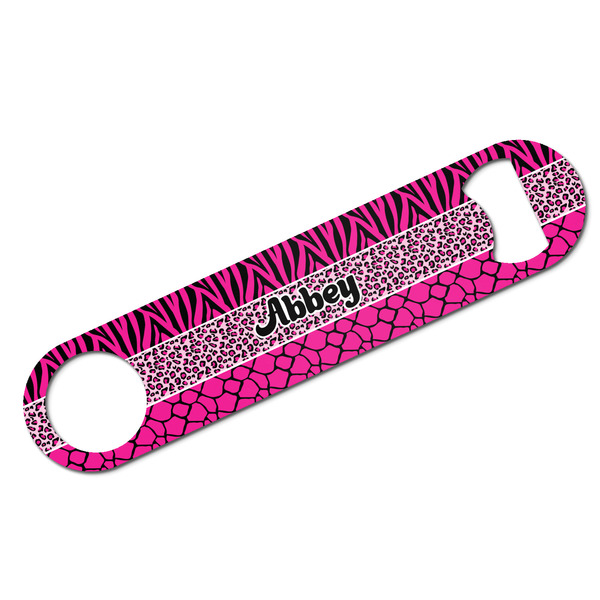 Custom Triple Animal Print Bar Bottle Opener - White w/ Monogram