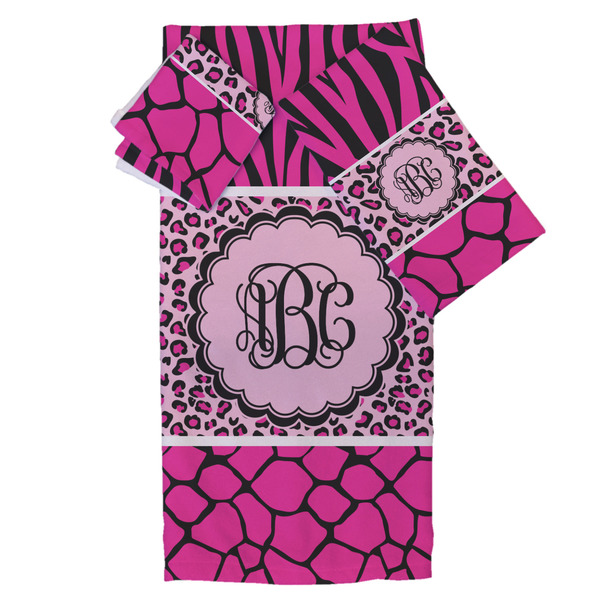 Custom Triple Animal Print Bath Towel Set - 3 Pcs (Personalized)
