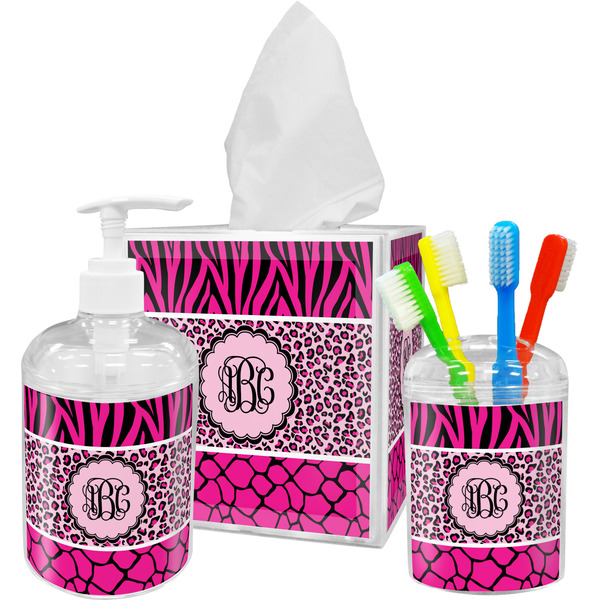 Triple Animal Print Bathroom Accessories Set (Personalized)