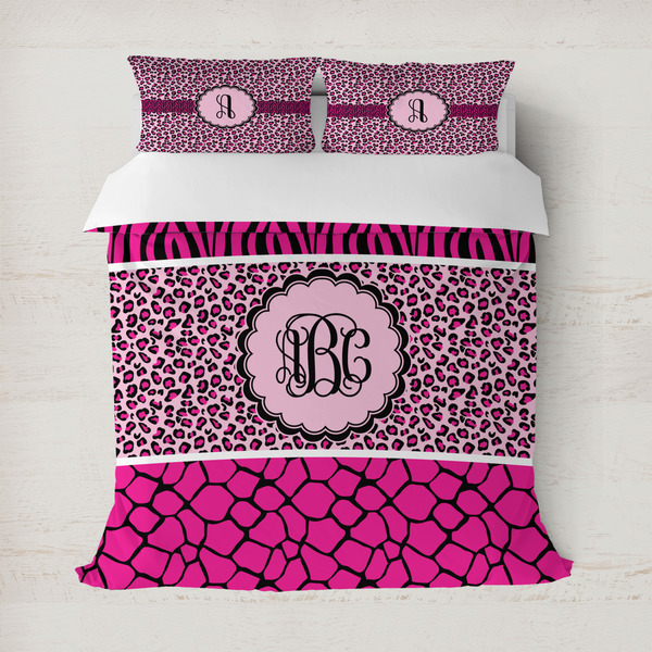 Custom Triple Animal Print Duvet Cover Set - Full / Queen (Personalized)