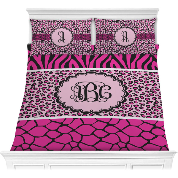 Custom Triple Animal Print Comforter Set - Full / Queen (Personalized)