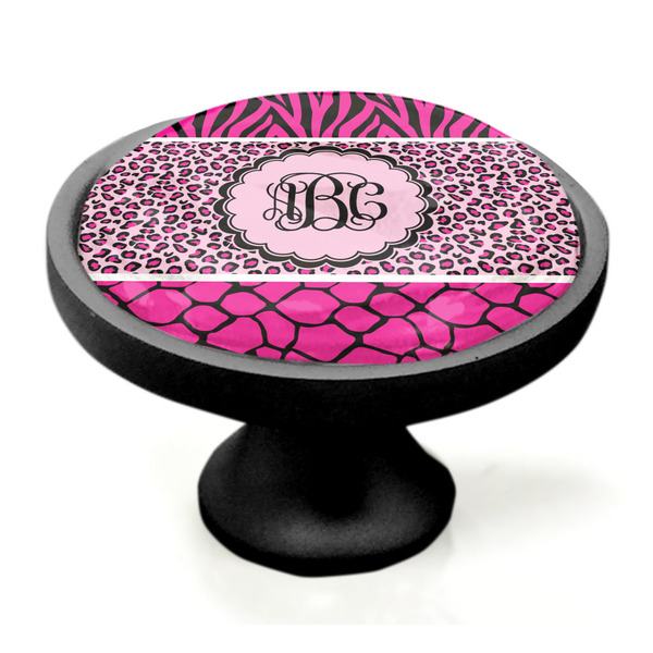 Triple Animal Print Black Custom Cabinet Knob (Side)