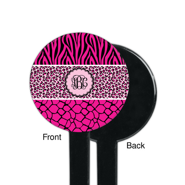 Triple Animal Print Black Plastic 7" Stir Stick - Single Sided - Round - Front & Back