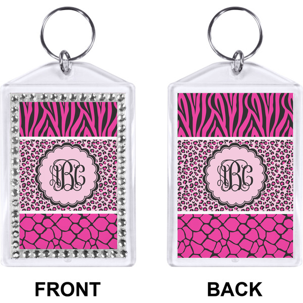 Triple Animal Print Bling Keychain (Front + Back)