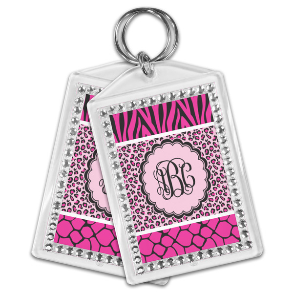 Triple Animal Print Bling Keychain - MAIN