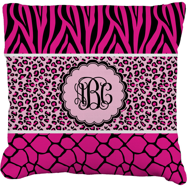 Custom Triple Animal Print Faux-Linen Throw Pillow 20" (Personalized)