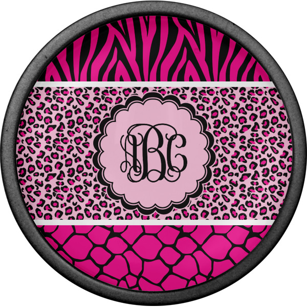 Triple Animal Print Cabinet Knob - Black - Front