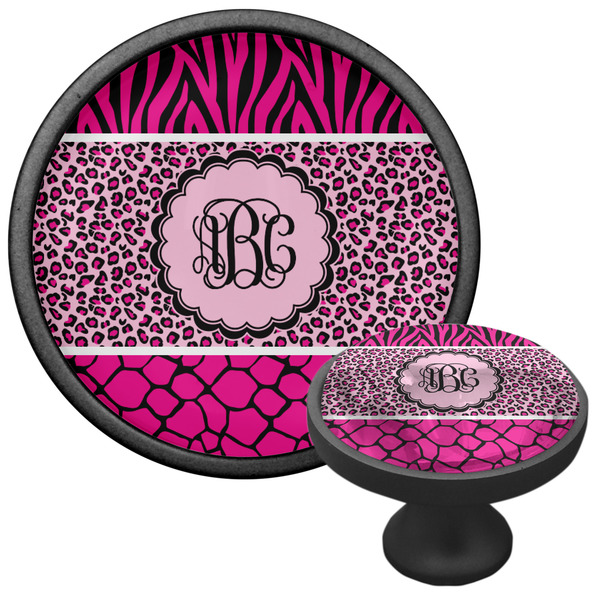 Triple Animal Print Cabinet Knob - Black - Multi Angle