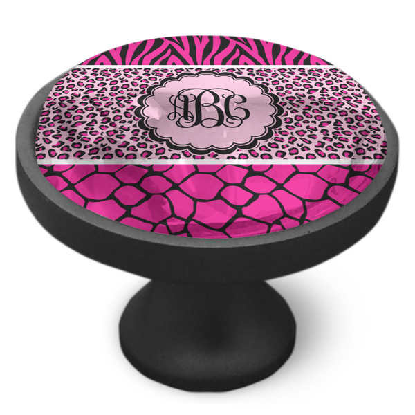 Triple Animal Print Cabinet Knob - Black - Side