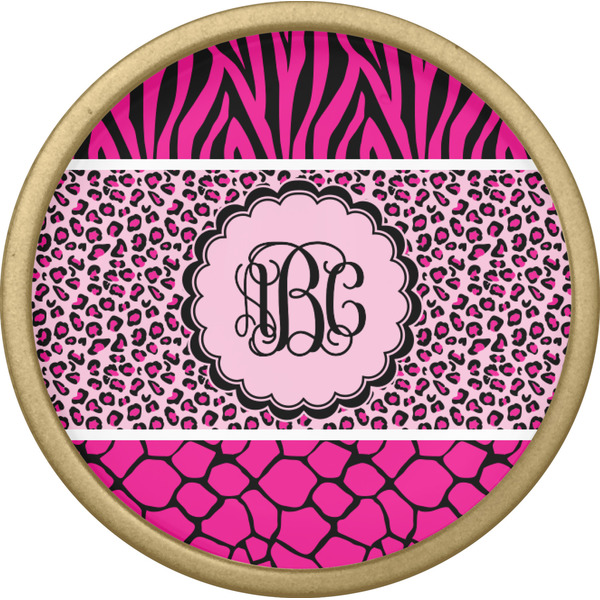 Triple Animal Print Cabinet Knob - Gold - Front