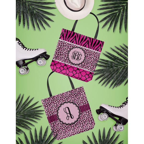 Triple Animal Print Canvas Tote Lifestyle Front and Back