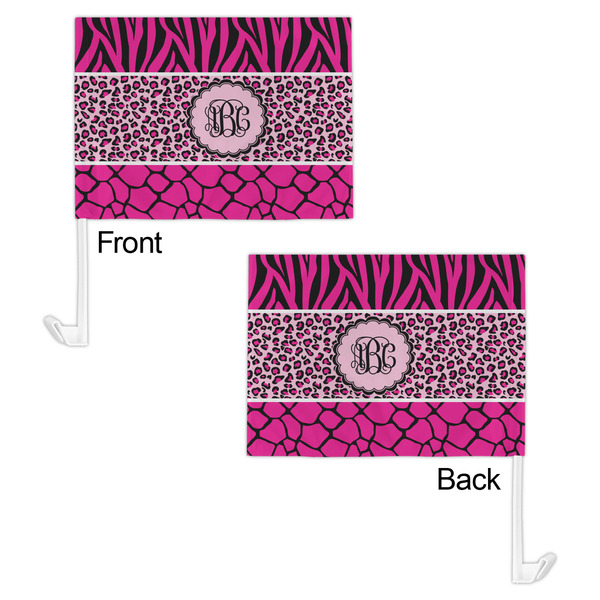 Triple Animal Print Car Flag - 11" x 8" - Front & Back View
