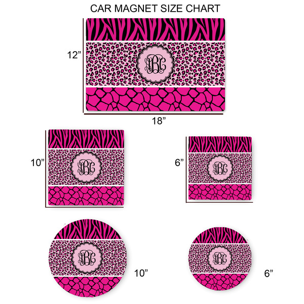 Triple Animal Print Car Magnets - SIZE CHART