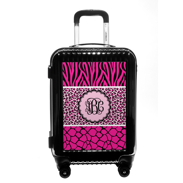 Custom Triple Animal Print Carry On Hard Shell Suitcase (Personalized)