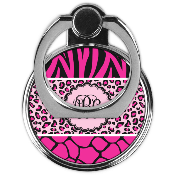 Triple Animal Print Cell Phone Ring Stand & Holder - Front (Collapsed)