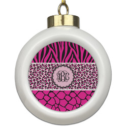 Triple Animal Print Ceramic Ball Ornament (Personalized)