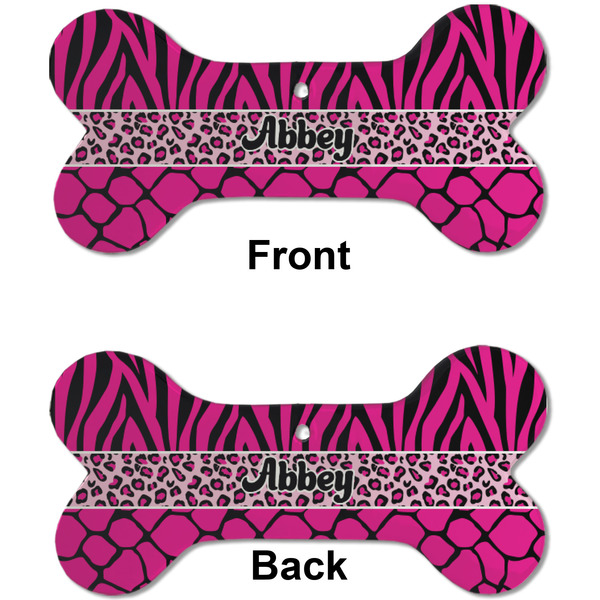 Triple Animal Print Ceramic Flat Ornament - Bone Front & Back (APPROVAL)