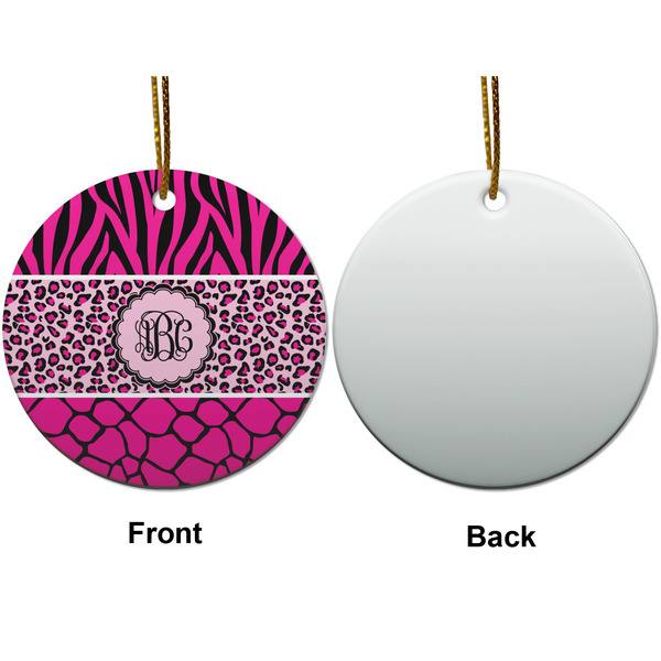 Triple Animal Print Ceramic Flat Ornament - Circle Front & Back (APPROVAL)