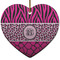 Triple Animal Print Ceramic Flat Ornament - Heart (Front)