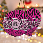 Triple Animal Print Ceramic Ornament w/ Monogram