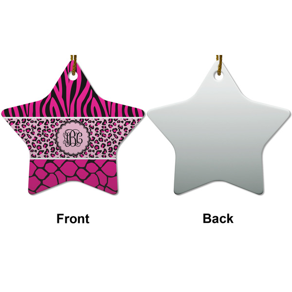Triple Animal Print Ceramic Flat Ornament - Star Front & Back (APPROVAL)