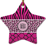 Triple Animal Print Star Ceramic Ornament w/ Monogram