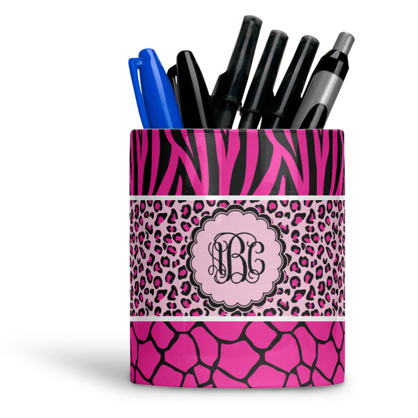 Custom Triple Animal Print Ceramic Pen Holder