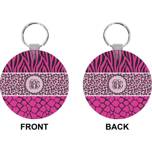 Triple Animal Print Circle Keychain (Front + Back)