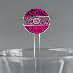 Triple Animal Print 5.5" Round Plastic Stir Sticks - Clear (Personalized)