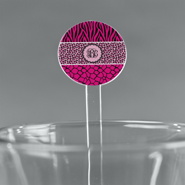 Custom Triple Animal Print 7" Round Plastic Stir Sticks - Clear (Personalized)
