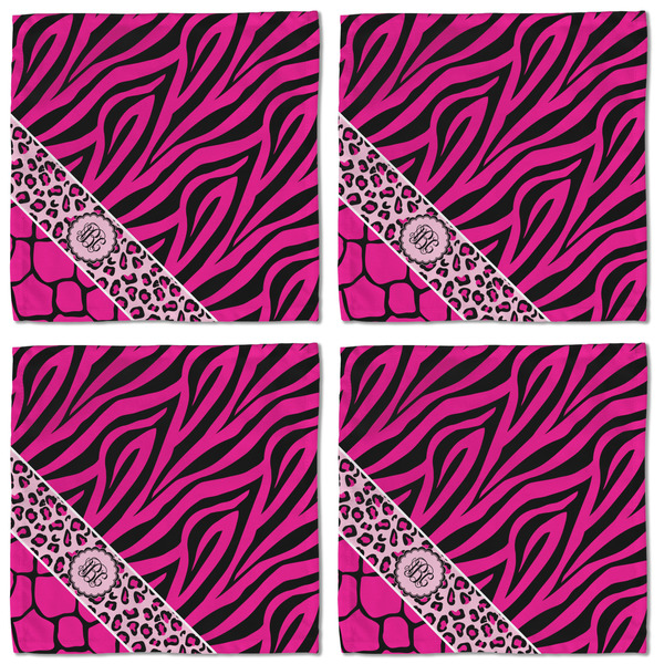 Triple Animal Print Cloth Napkins - Personalized Lunch (APPROVAL) Set of 4
