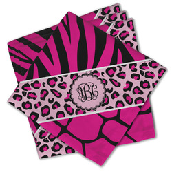 Triple Animal Print Cloth Cocktail Napkins - Set of 4 w/ Monogram