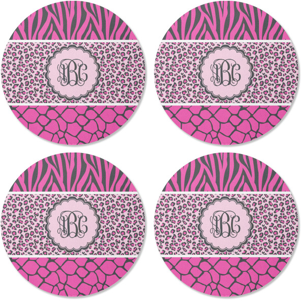 Triple Animal Print Coaster Round Rubber Back - Apvl