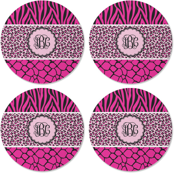 Triple Animal Print Coaster Round Rubber Back - Apvl