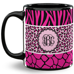Triple Animal Print 11 Oz Coffee Mug - Black (Personalized)