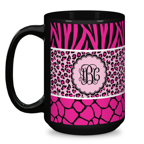 Triple Animal Print Coffee Mug - 15 oz - Black