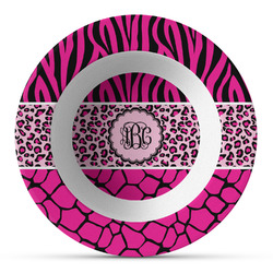 Triple Animal Print Plastic Bowl - Microwave Safe - Composite Polymer (Personalized)