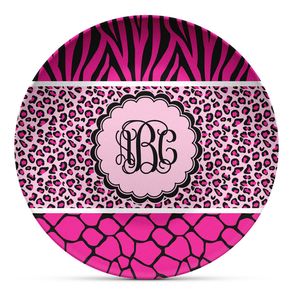 Custom Triple Animal Print Microwave Safe Plastic Plate - Composite Polymer (Personalized)