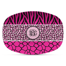 Triple Animal Print Plastic Platter - Microwave & Oven Safe Composite Polymer (Personalized)