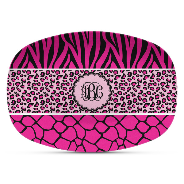 Custom Triple Animal Print Plastic Platter - Microwave & Oven Safe Composite Polymer (Personalized)