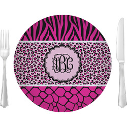 Triple Animal Print 10" Glass Lunch / Dinner Plates - Single or Set (Personalized)