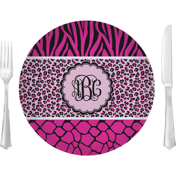 Custom Triple Animal Print Glass Lunch / Dinner Plate 10" (Personalized)