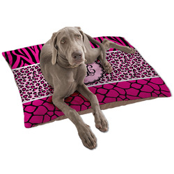 Triple Animal Print Dog Bed - Large w/ Monogram