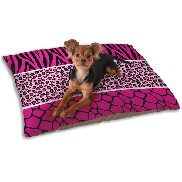 Custom Triple Animal Print Dog Bed - Small w/ Monogram