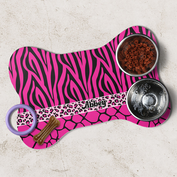 Triple Animal Print Dog Bone Shaped Mat Lifestyle