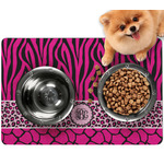 Triple Animal Print Dog Food Mat - Small w/ Monogram