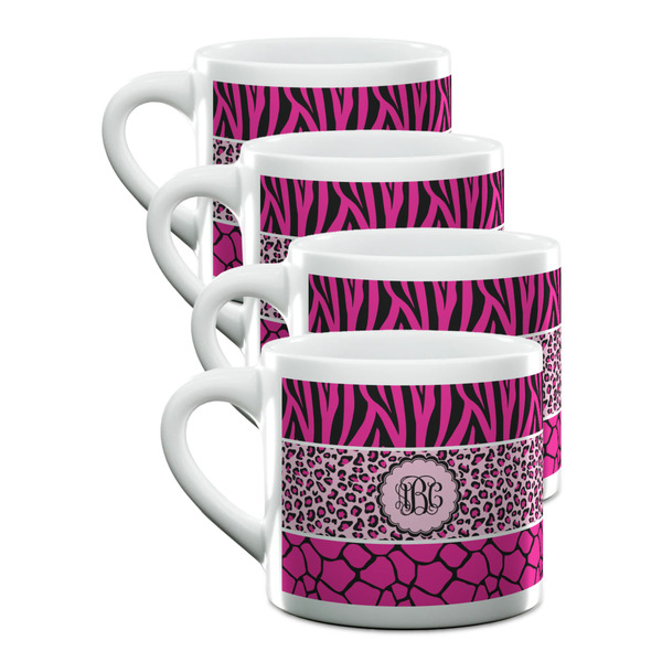 Custom Triple Animal Print Double Shot Espresso Cups - Set of 4 (Personalized)