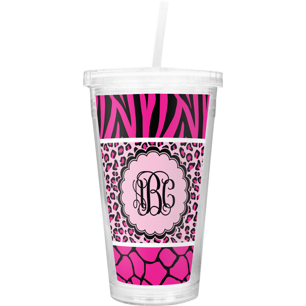Custom Triple Animal Print Double Wall Tumbler with Straw (Personalized)