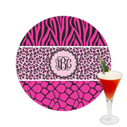 Triple Animal Print Printed Drink Topper -  2.5" (Personalized)