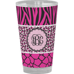 Triple Animal Print Pint Glass - Full Color (Personalized)